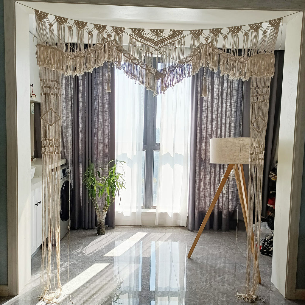 Large Macrame Wedding Backdrop(71" W x 86" L) for Arbor/Arch Bohemian Wall Hanging Decor Boho Doorway/Window Curtains