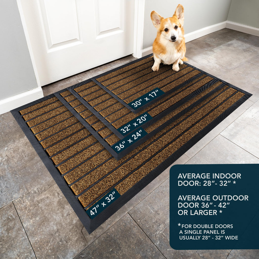 Extra Durable Door Mat Outside Entrance (30" x 17", Bright Brown)