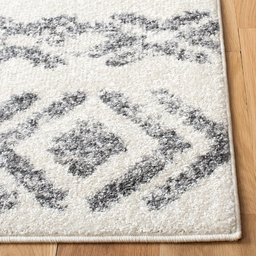 Tulum Collection Area Rug, Ivory & Grey, Moroccan Design, Non-Shedding & Easy to Clean, Ideal, Dining