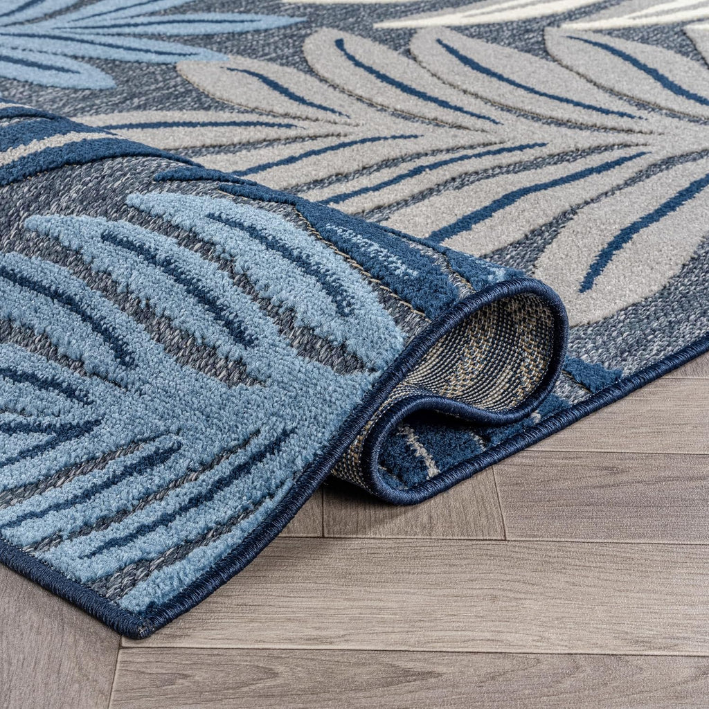 Transitional High-Low Indoor Outdoor Runner Rug Navy