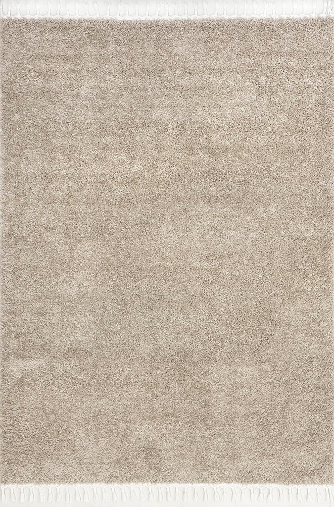 Neva Beige Solid Power Loomed Area Rug, 7' x 9'