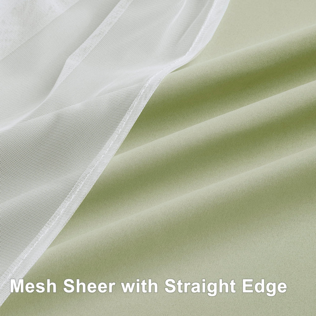 Sage Green Blackout Curtains with Sheer Overlay Mix and Match Double Layer Thermal Insulated Window Panels 84 inch