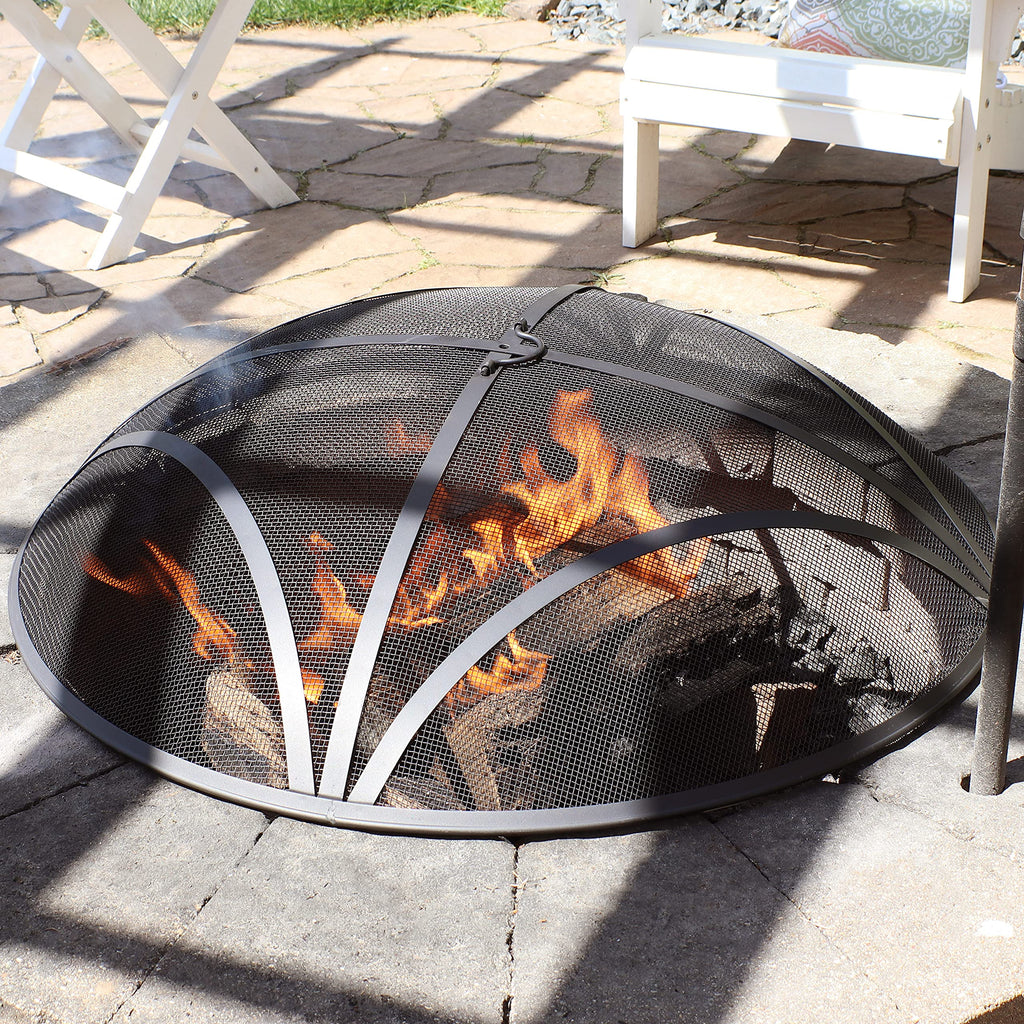 Outdoor Round Fire Pit Screen, Reinforced Steel Mesh, 30-Inch