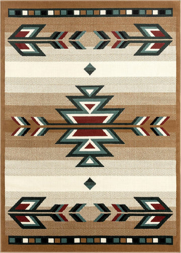 Dynamix Premium Sagrada Southwestern Geometric Area Rug Beige/Green, 5'2"x7'4"