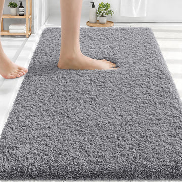 Microfiber Bathroom Rugs 30x20, Soft Highly Absorbent Bath Mat, Grey