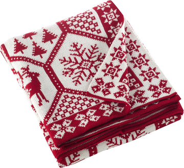 Christmas Knit Throw Blanket, 50"x60", Red