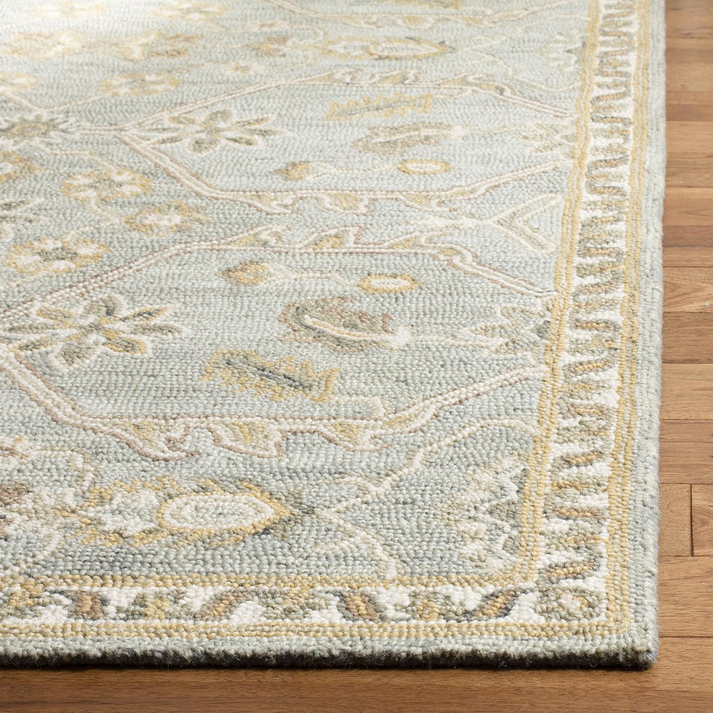 Blossom 8' x 10' Slate / Beige Handmade Premium Wool Area Rug
