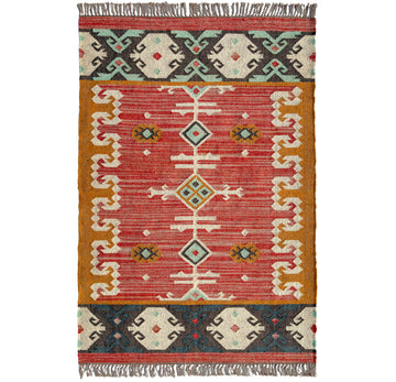 Jute Traditional Kilim Rug Boho Flatweave Area Rug Entryway, Tribal Series