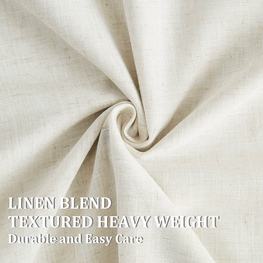 Natural Pinch Pleated Full Blackout Curtains Linen Blended Room Darkening Window Curtains 120 inch Bedroom Thermal
