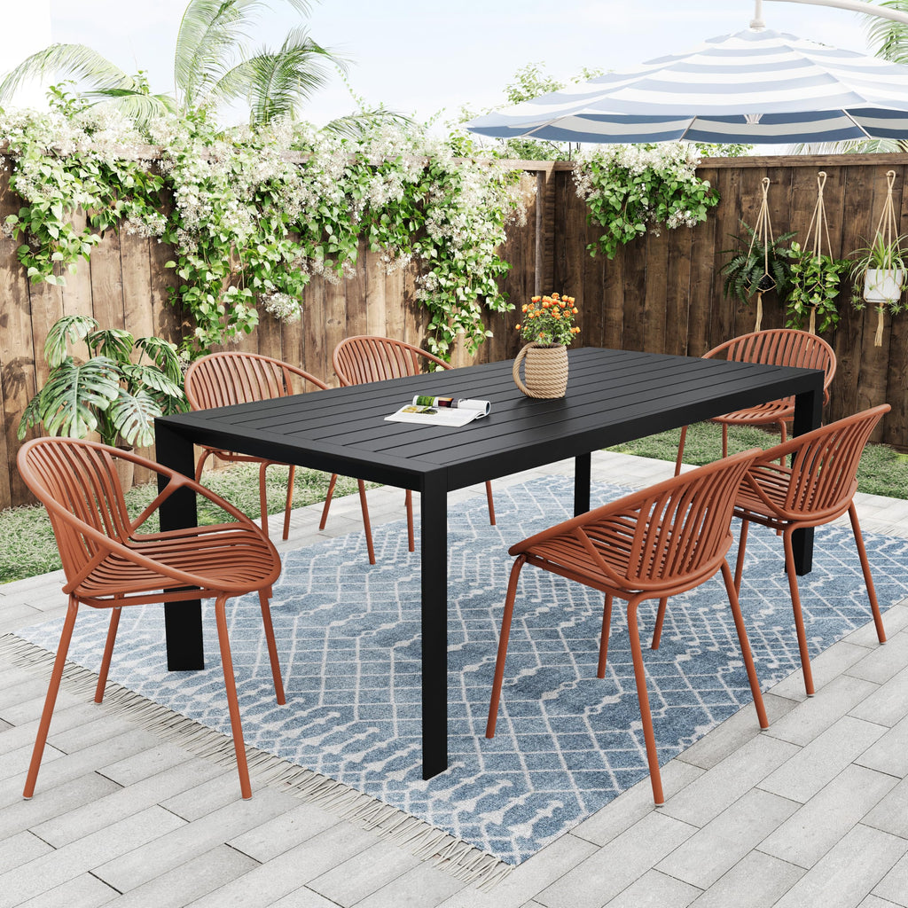 Set of 2 Tita Modern Patio Outdoor Dining Chairs, Stacking Chair, Outside Dinner, Garden/Balcony/Poolside Stackable