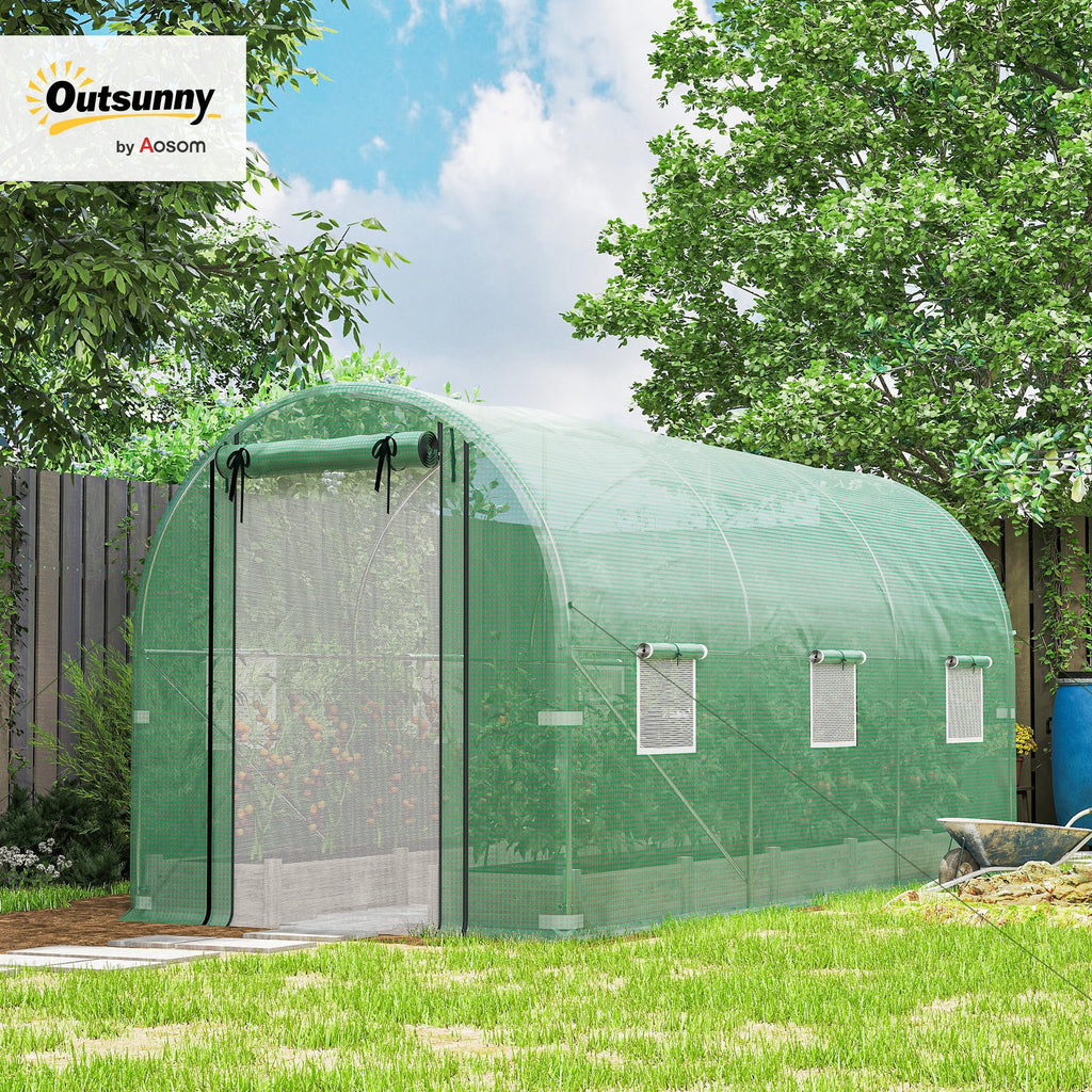 14.6'x6.5'x6.6' Hoop House Greenhouse with 2 Support Rods Green