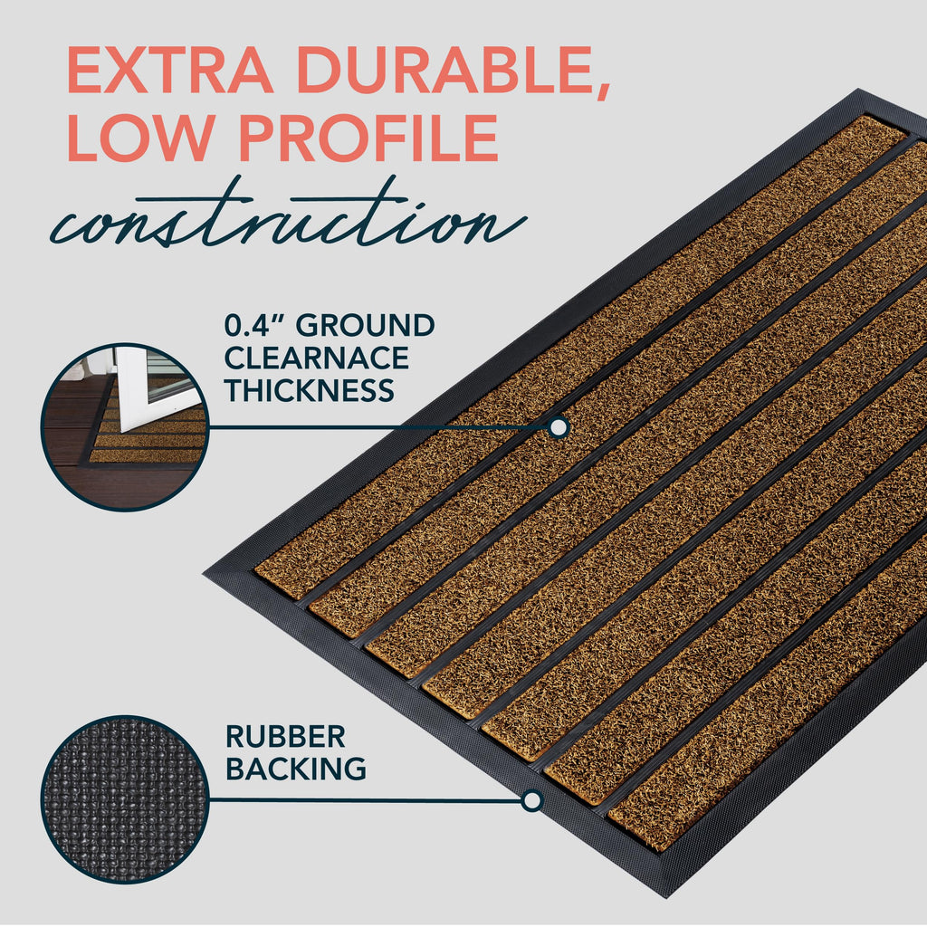 Extra Durable Door Mat Outside Entrance (30" x 17", Bright Brown)