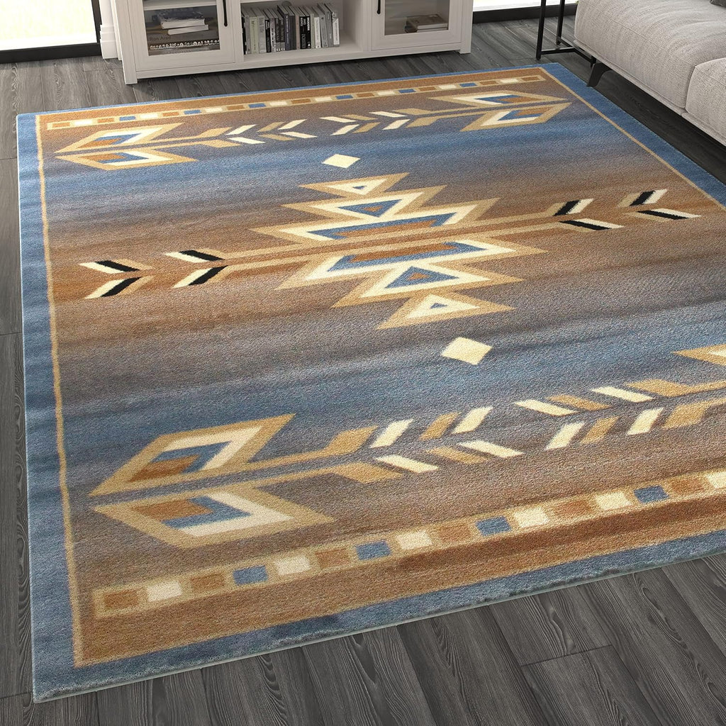 Southwest 8'x10' Native American Area Rug in Blue