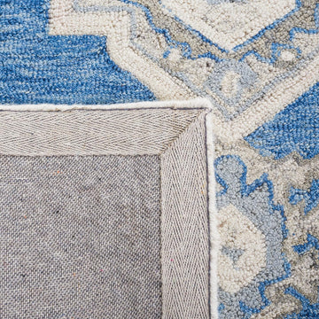 Area Rug - Metro Collection - Large - Navy & Ivory, Handmade Wool, Oriental Medallion Design, Ideal, Dining