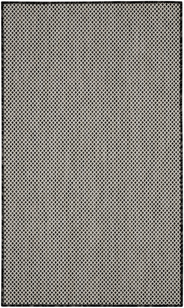 Courtyard Black White 3' x 5' Area Rug - Easy Clean, Non Shedding, Bed Room, Living Room, Dining Room, Kitchen
