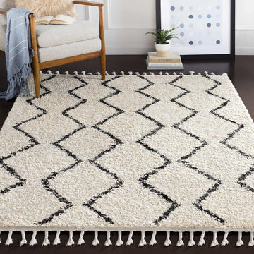 Azalea Living Room, Bedroom Area Rug - Diamond Geometric Trellis Zig Zag - Bohemian Moroccan Berber Boho Tribal