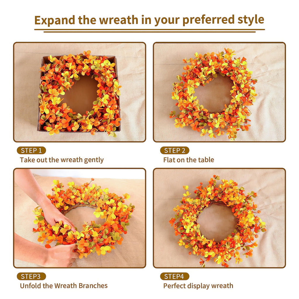Fall Wreaths for Front Door 20 Inch Autumn Wreath Artificial Thanksgiving Wreath with Welcome Wooden Brand and