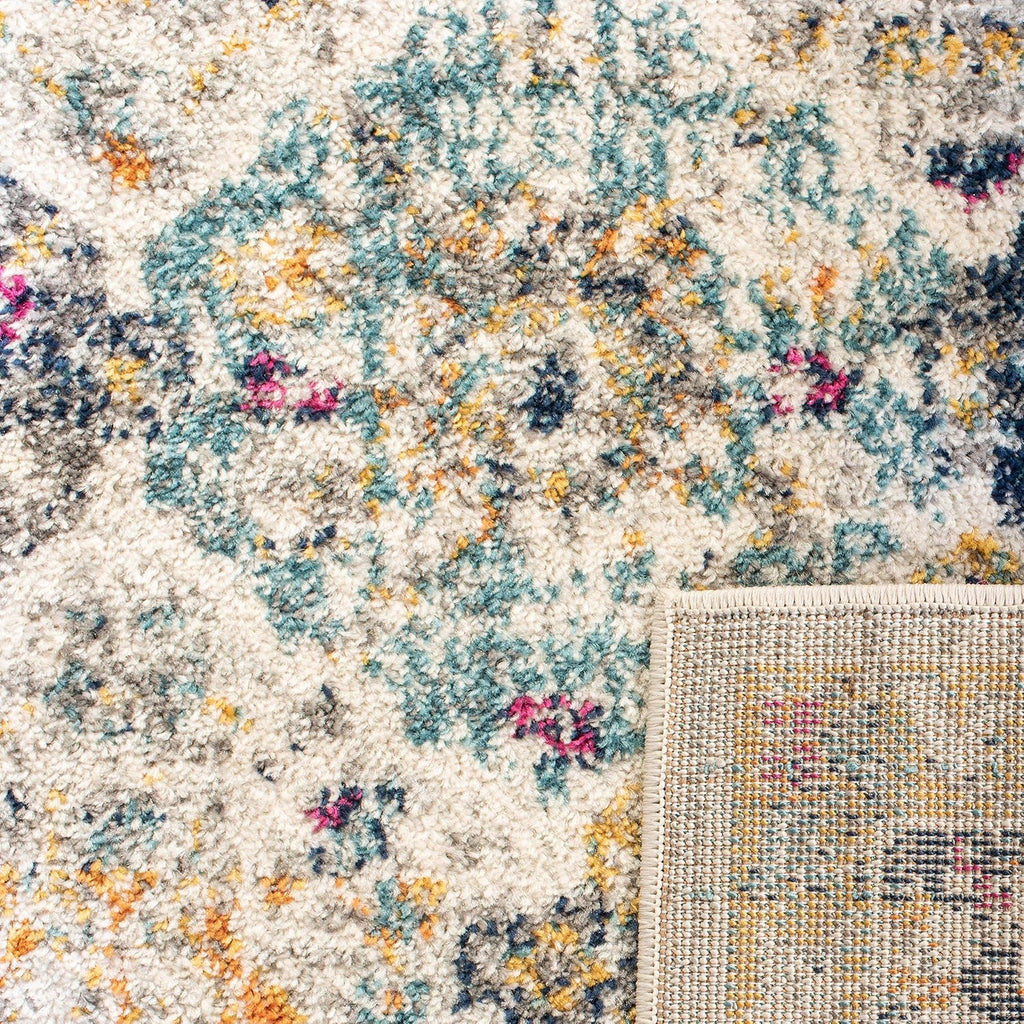 Madison X-Large Area Rug - 12' x 15', Cream & Multi, Floral Medallion Distressed Design, Non-Shedding & Easy Care