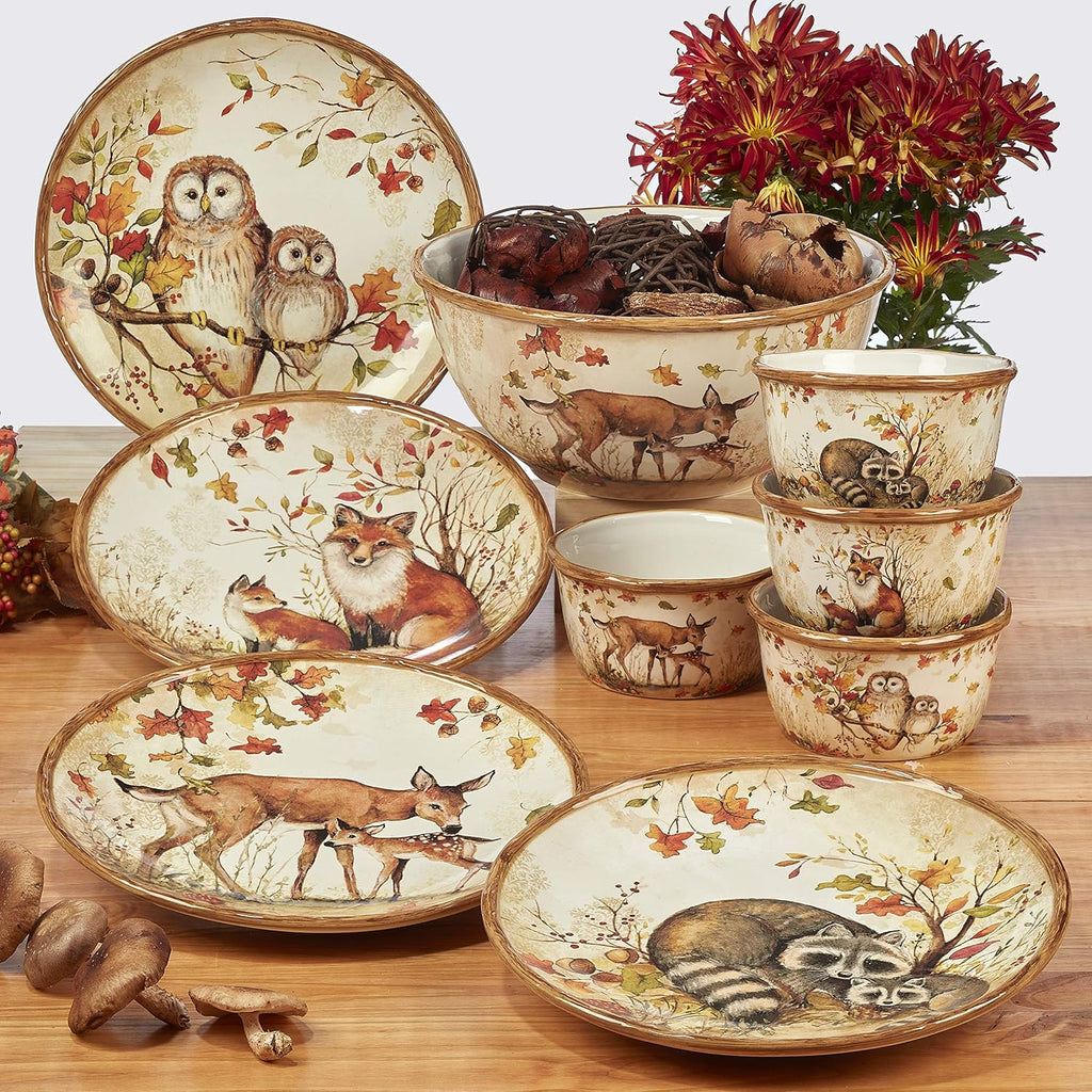 Pine Forest 3-D Owl Cookie Jar with Lid - 60 oz. Ceramic Autumn Storage Canister - Woodland Cabin Kitchen Decor