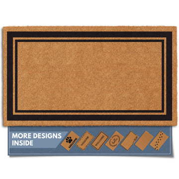 Natural Coco Coir Non-Slip Doormat (17x30, Border)