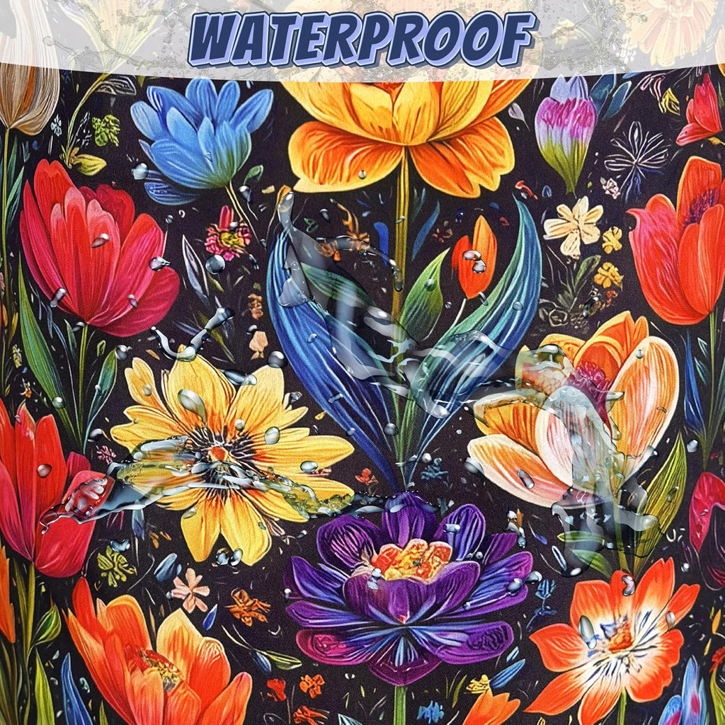 Bright Colorful Flowers Laundry Hamper Oxford Cloth Beautiful Floral Laundry Basket With Handle Portable Clothes