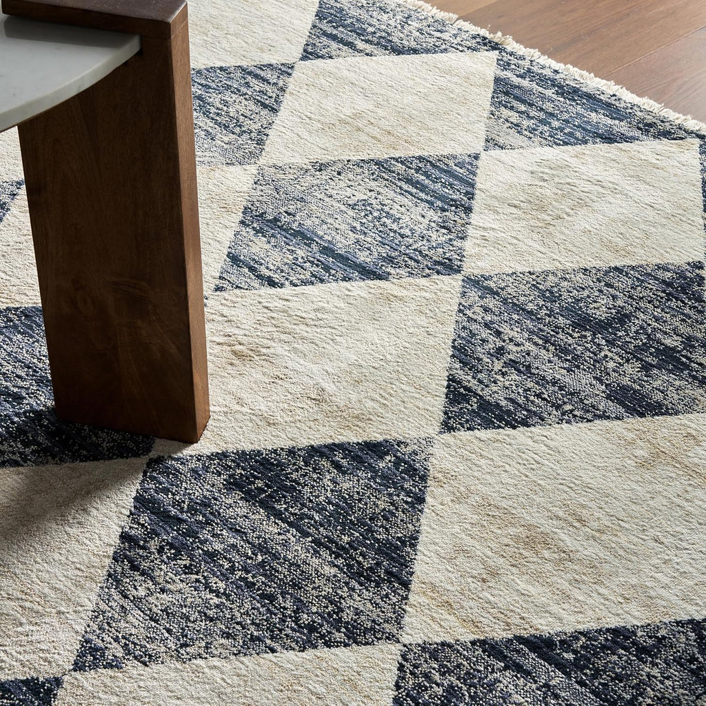Meline Checkered Runner Rug Bedroom Dining Room Entryway Hallway, Navy