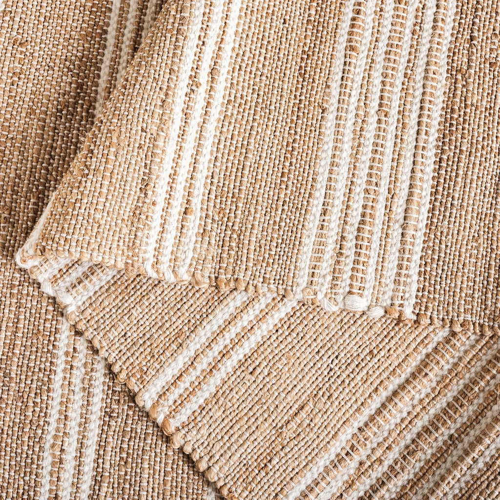 Natural Fiber Collection Area Rug - 6' Square, Natural & Ivory, Handmade Jute, Ideal for the Living Room, Dining