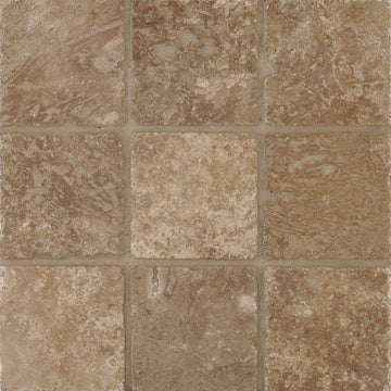 4 by 4-Inch Tumbled Travertine Tile, Mexican Noce, 10-Total Square Feet