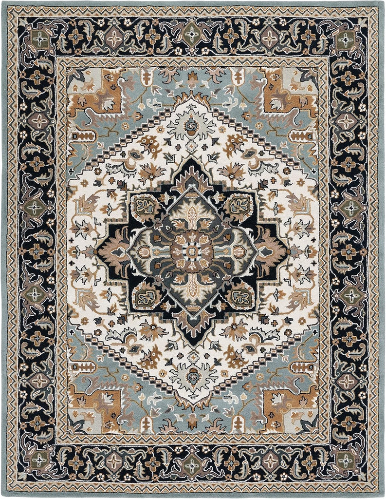 Area Rug 9x12 - Heritage - Large - Grey & Green, Handmade Wool, Traditional Oriental Medallion Design