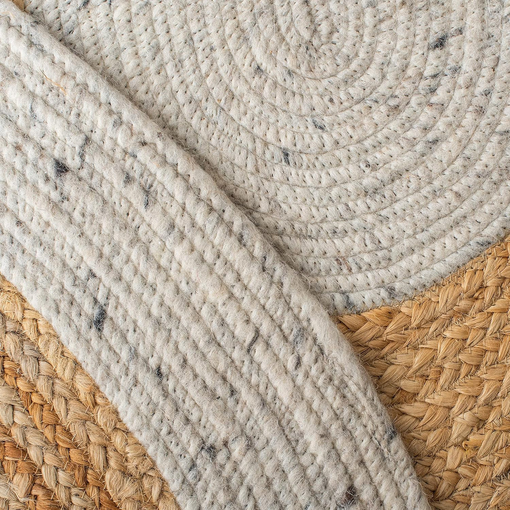 Braided Oval Rug, Wool Light Grey & Brown BRD910F