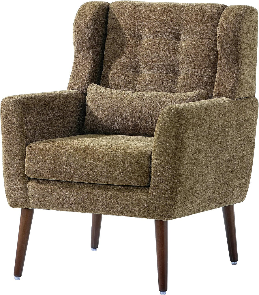 Modern Accent Chair Chenille Fabric Upholstered Tufted Side Chair Wingback Chair,Mid Century Reading Armchair with