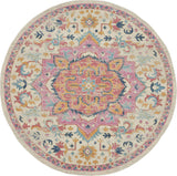 Home Passion Ivory Pink 8' x Round Area Rug - Easy Clean, Non Shedding, Bed Room, Living Room, Dinin