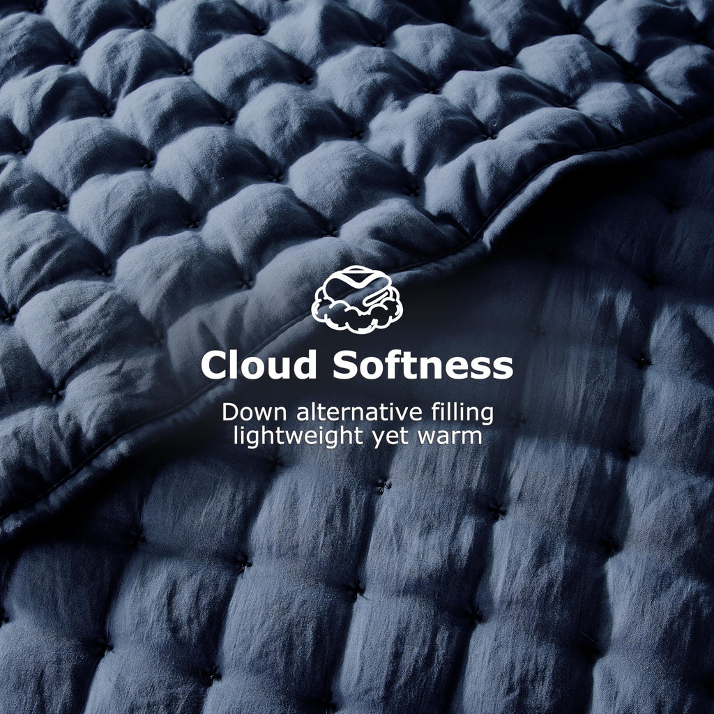 Cloud Soft Quilt Set, Navy Blue, 3 Pieces 90x90 inches