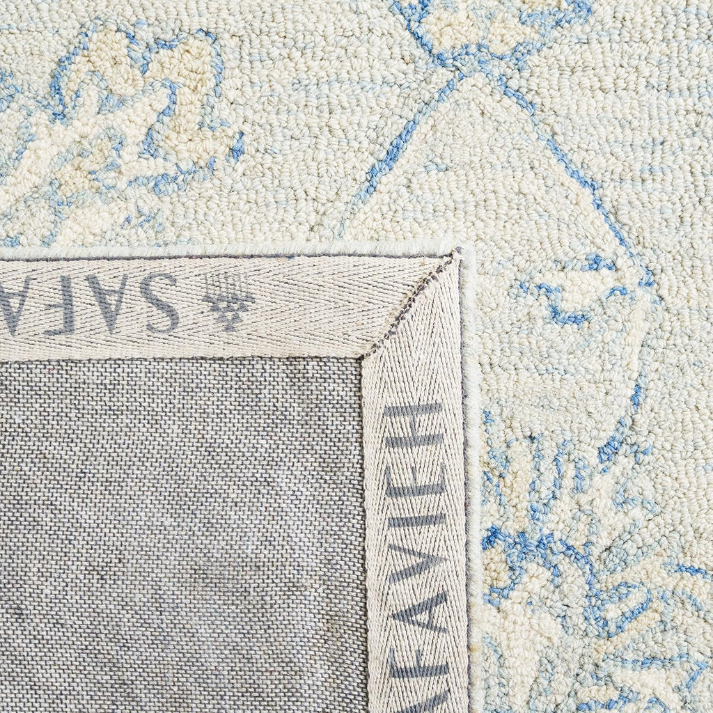Micro-Loop Area Rug - 9' x 12', Blue & Beige, Handmade Wool