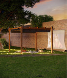 10 x 13 ft Wood-Grain Aluminum Pergola Outdoor Pergola with Retractable Canopy Sun Shade Shelter for Garden