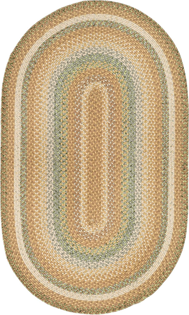 Braided Indoor/Outdoor Washable Oval Rug, Tan & Multi BRD314A