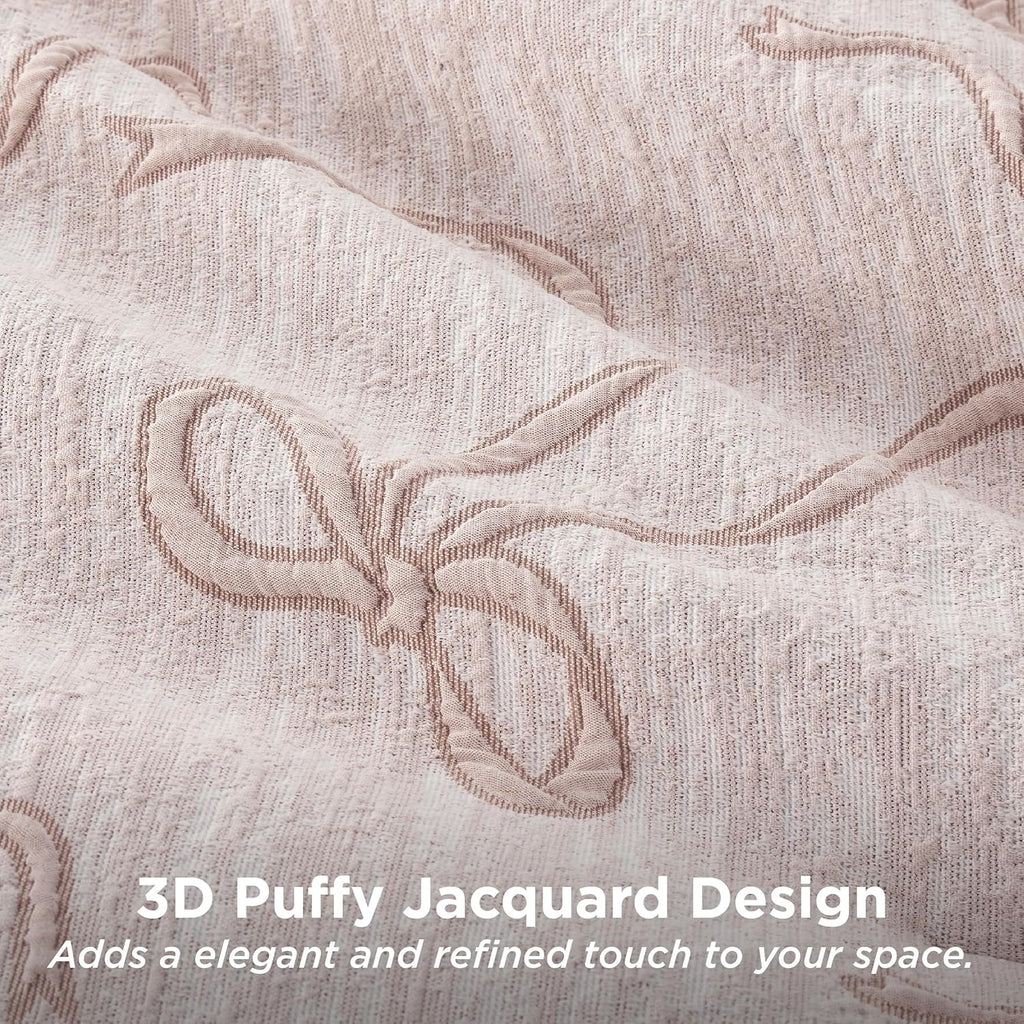 Pink Full Comforter Sets for Girls, GentleSoft 3 Pieces Bow Comforter with 2 Pillow Shams, Cute Girls Full Bedding