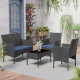 Kurapika Patio Furniture Set 4 Pieces Outdoor Wicker Rattan Chairs Conversation Sets w/Coffee Table
