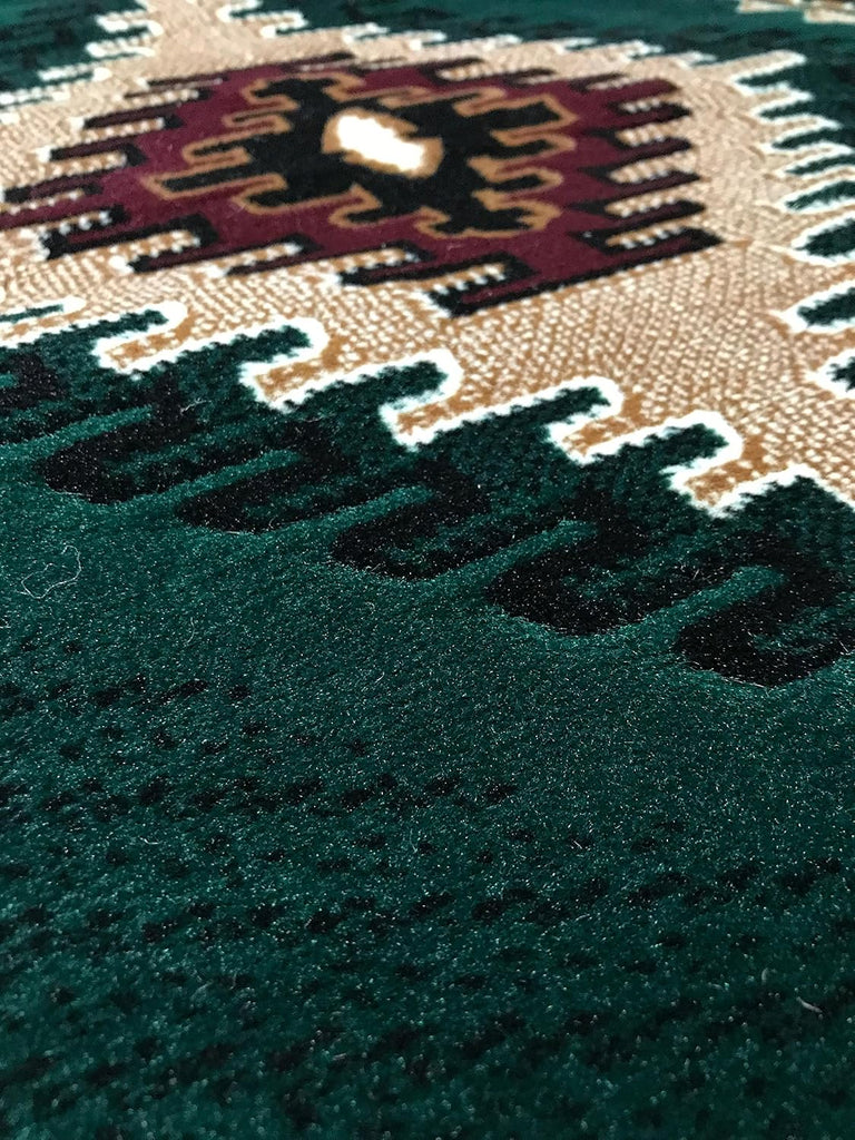 Southwest Native American Oval Area Rug Hunter Dark Green Design D143 (3 Feet X 4 Feet 7 Inch)
