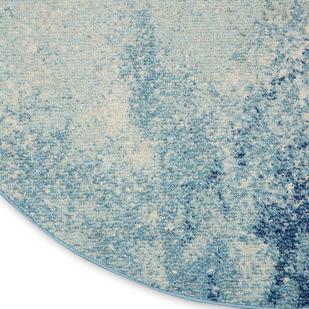 Home Passion Navy/Light Blue 8' x Round Area-Rug, Modern, Abstract, Easy-Cleaning, Non Shedding, Bed