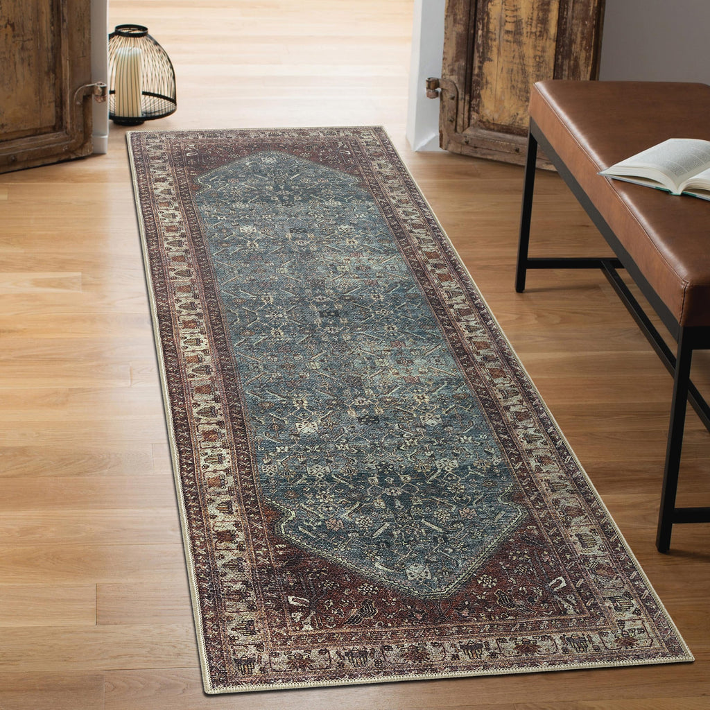 Vintage Washable Runner Rug, Non-Slip Low Pile, 2x12