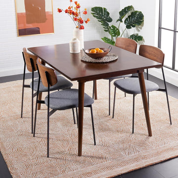 Abstract Area Rug - 10' x 14', Ivory & Rust, Handmade Wool