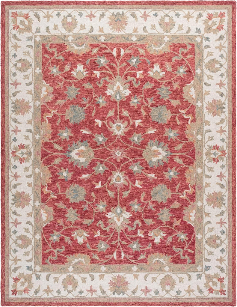 Area Rug 8x10 - Heritage - Large - Red & Ivory, Handmade Wool