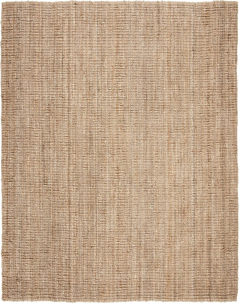 Area Rug 9x12 - Natural Fiber - Large - Natural Brown, Handmade Jute, Farmhouse Style, Chunky Textured Thick Pile