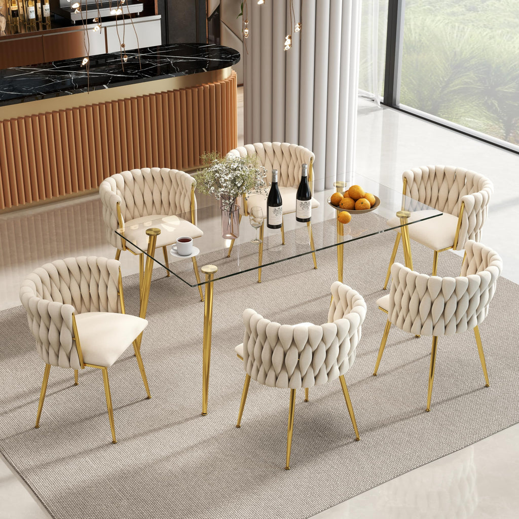 Glass Dining Table for 4 with 63 inch Clear Rectangular Glass Top, 0.31" Modern Tempered Glass Kitchen Table