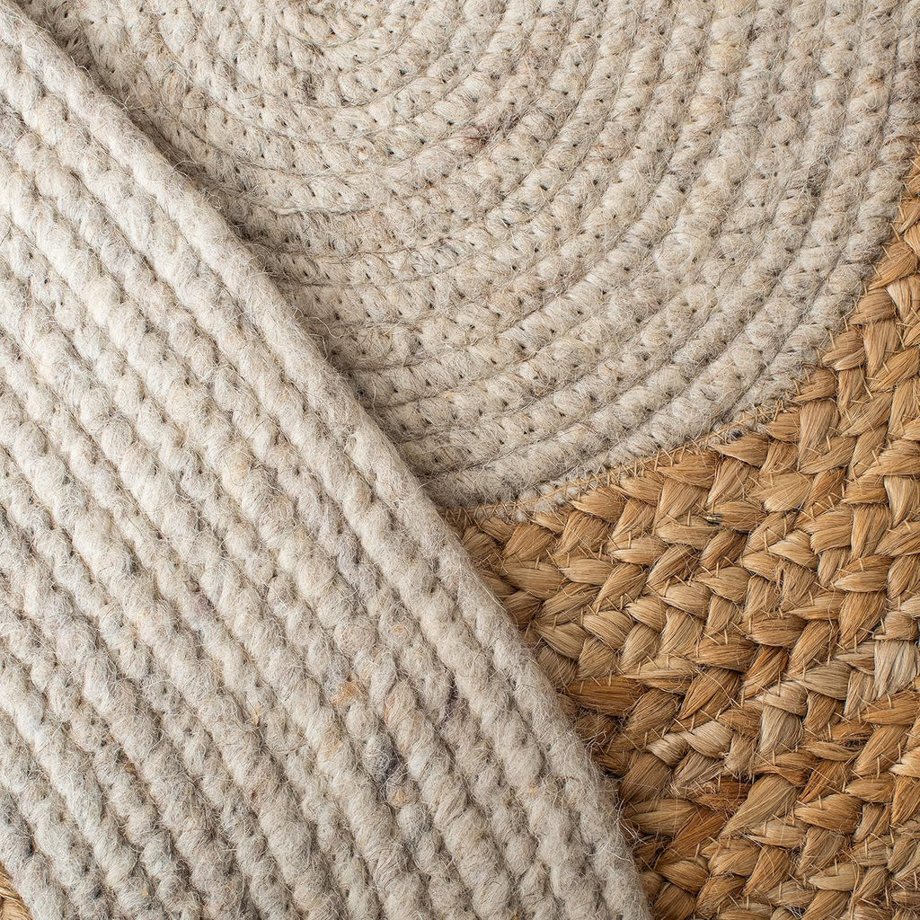 Braided Oval Rug 6x9, Wool Beige & Brown BRD910B