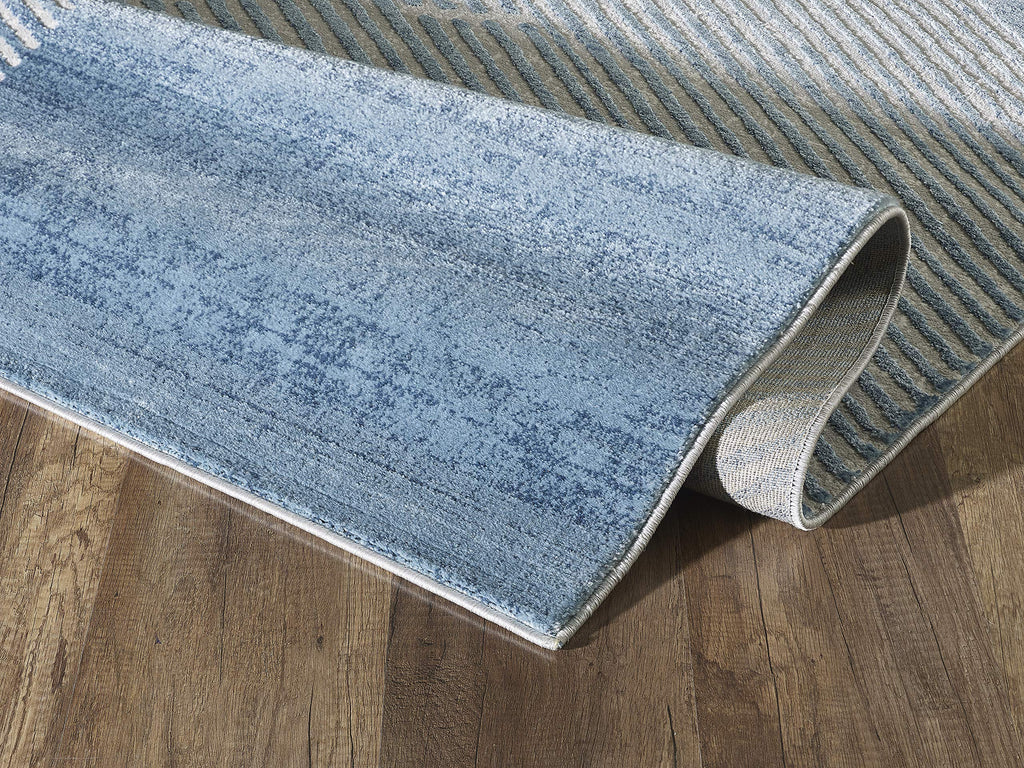 Rugs Blue & Beige Diagonal Lines Area Rug Modern Style, Vista Collection | Turkish Made Superior Comfort &