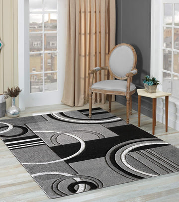 Area Rug Modern 5x7 Grey Soft Hand Carved Contemporary Floor Carpet with Premium Fluffy Texture for Indoor Living