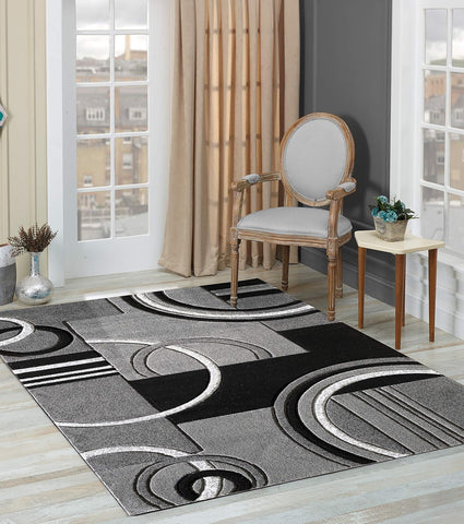 GLORY RUGS Area Rug Modern 5x7 Grey Soft Hand Carved Contemporary Floor Carpet with Premium Fluffy Texture for Indoor