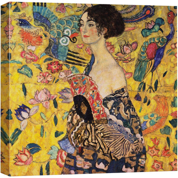 Woman with Fan (or Lady with Fan) by Gustav Klimt Famous Fine Art Reproduction World Famous Painting Replica on ped